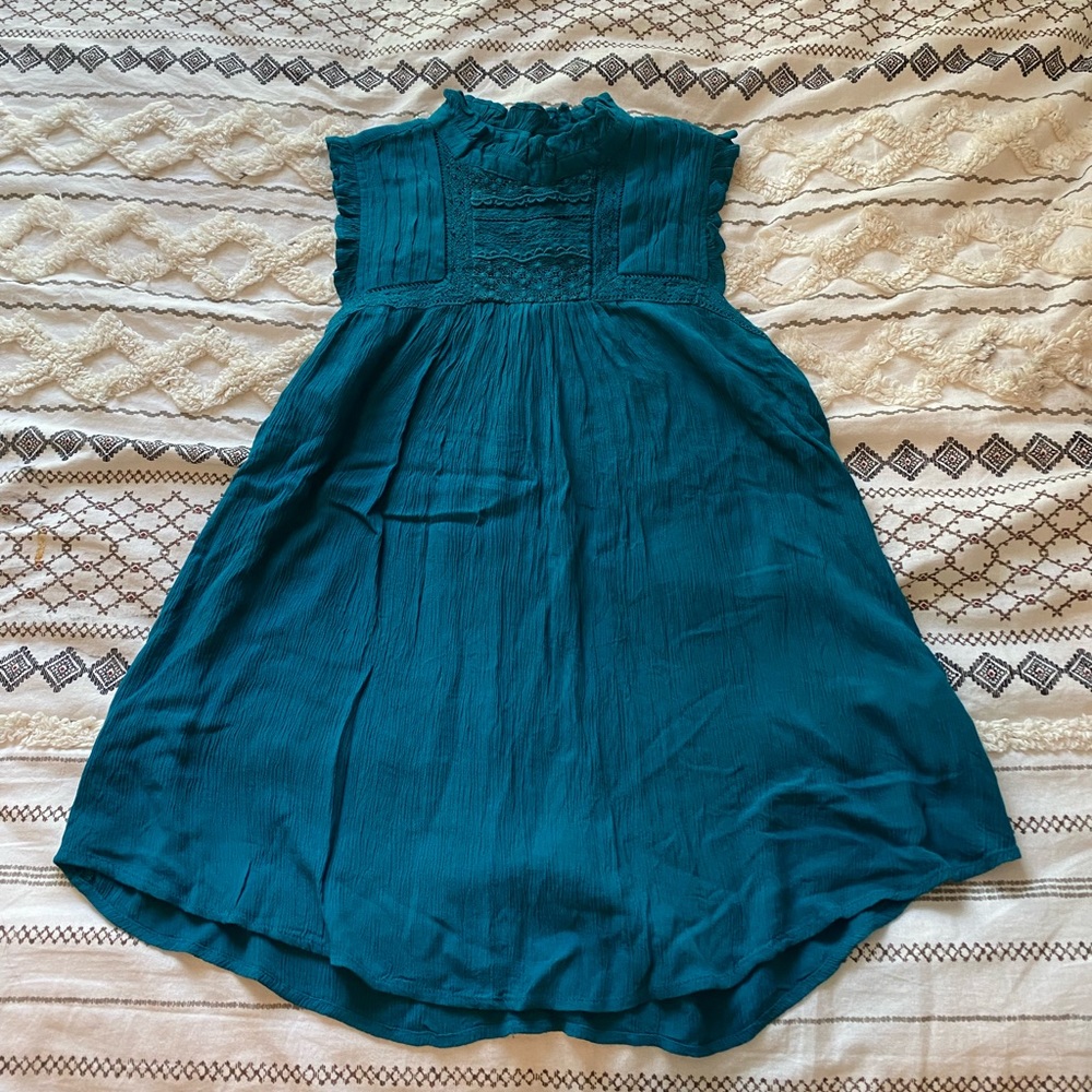 Anthropologie mock neck blouse dark turquoise size 4